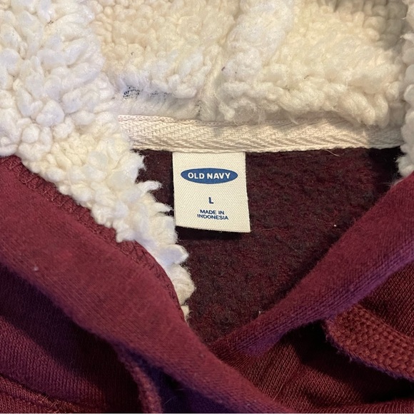 Old Navy Women's Sherpa Lined Hoodie Raisin Arizona Size Large 647497-09 - Picture 2 of 8